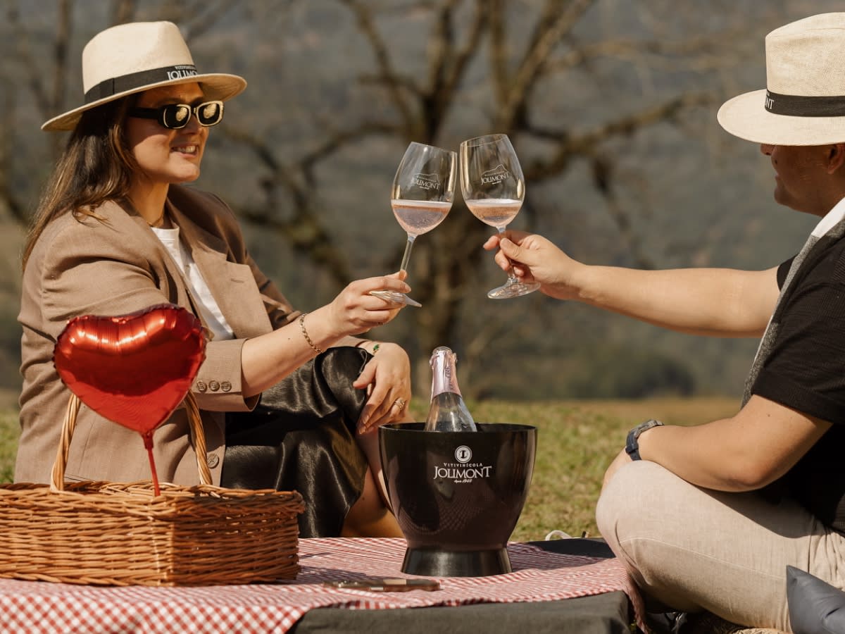 Piquenique Romântico uva e vinho